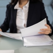 woman with documents