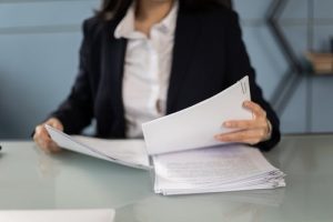 woman with documents